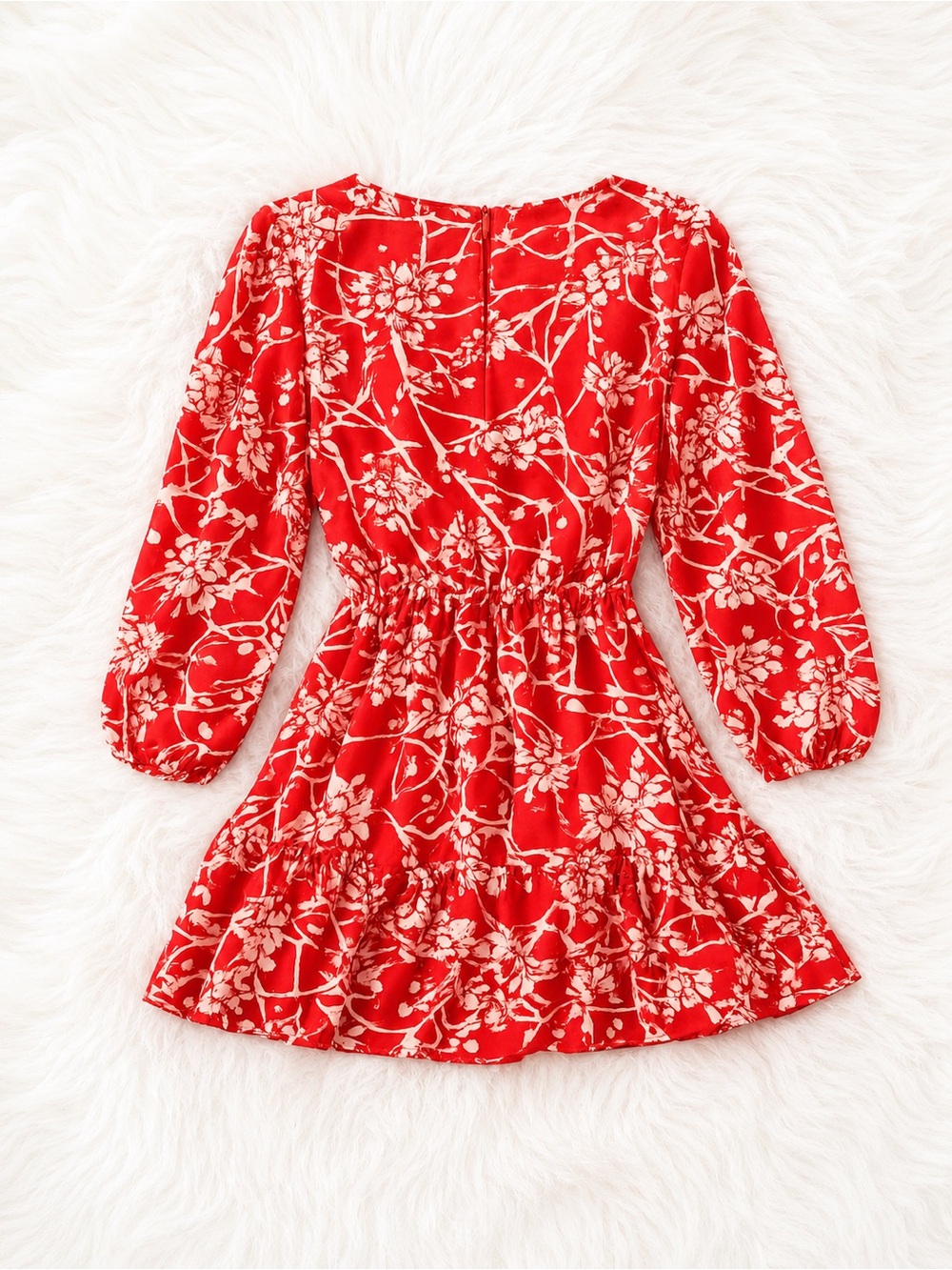 Flying Tomato Red Floral Babydoll Dress Women’s Medium Boho Cottagecore Mini - Picture 3 of 3